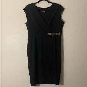 Calvin Klein black business dress with buckle belt